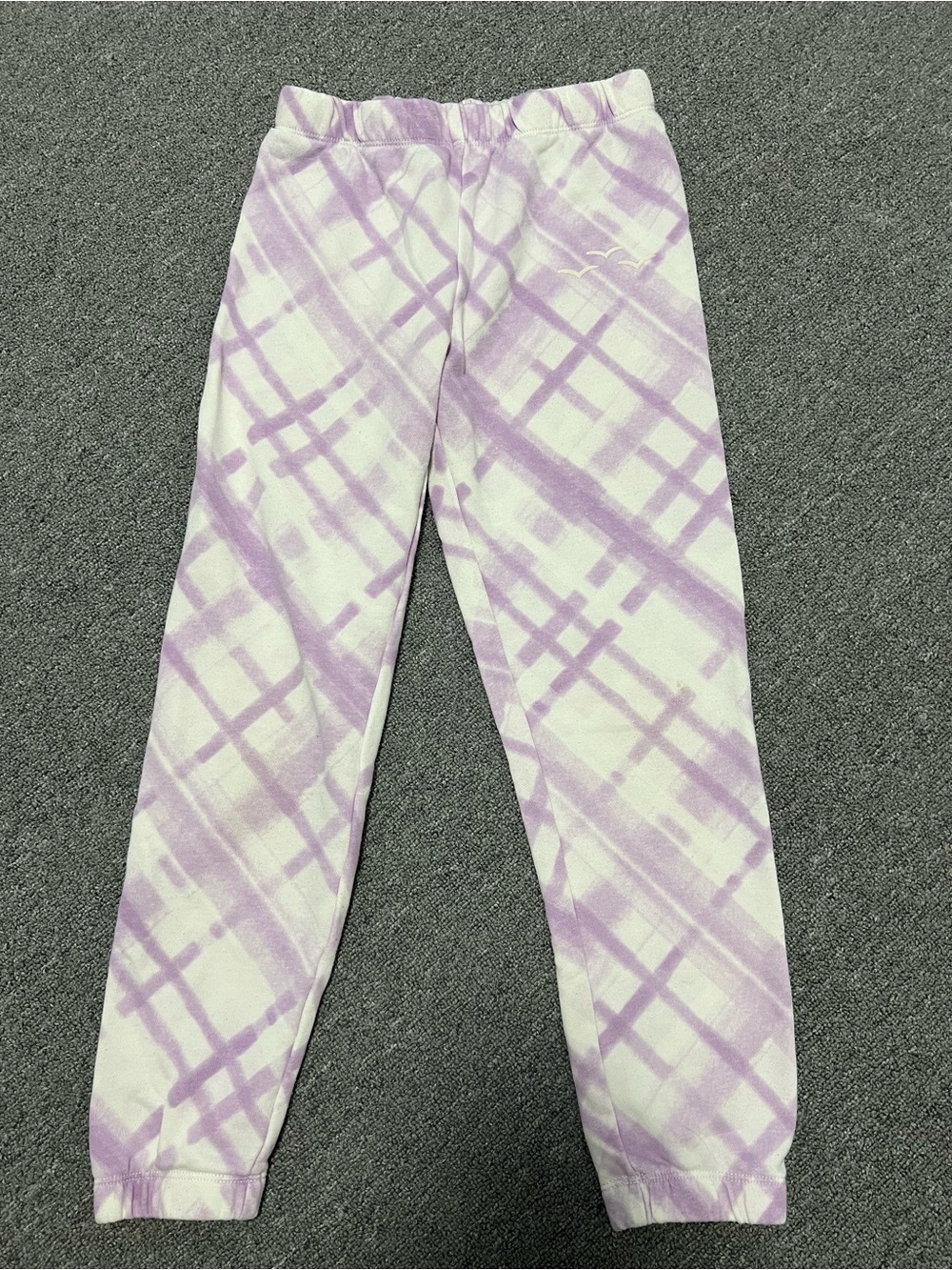 Girls Lavender Plaid Jogger Sweatpants